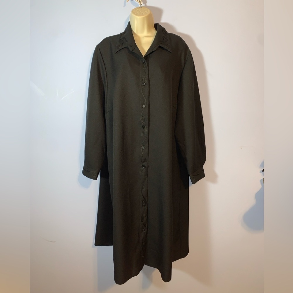 Wear abouts black embellished swirl long sleeve Button-Up shirt Dress 20W